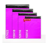 LIVERPOOL ENTERPRISES LTD 500 Mixed Pink Parcel Bags - Tamper-Proof Self-Seal Mailing & Postage Bag for Shipping, Packaging & Delivery - 4 Assorted Sizes 125 of Each (XS to Large)