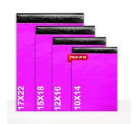LIVERPOOL ENTERPRISES LTD 60 Mixed Pink Parcel Bags - Tamper-Proof Self-Seal Mailing & Postage Bag for Shipping, Packaging & Delivery - 4 Assorted Sizes 15 of Each (XS to Large)