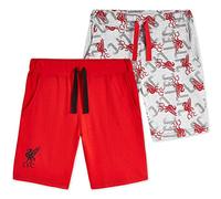 Liverpool F.C. Boys Shorts, Casual Cotton Jogger Shorts, Official Merchandise Liverpool Football Club Gifts for Boys & Teenagers (Red/Grey, 5-6 Years)