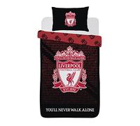 Liverpool F.C. Football Duvet Cover Sets Bedding Single or Double Bed Set with Pillowcase LFC Mesh Football Gifts for Boys (Single), Red/Black