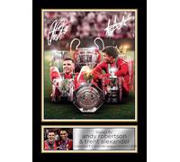 Liverpool F.C. Premier League Winners 2025 Signed Autographed Portrait Poster Print - Andy Robertson & Trent Alexander-Arnold - Trophy Celebration Memorabilia, A2 Poster + Black Frame