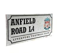 Liverpool F.c. Retro Street Sign Metal Street Sign Approx 40cm X 18cm On A Header Card Official