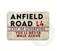 Liverpool Fan Chant | Liverpool Fan | You will Never Walk Alone Metal Sign | The Reds, Anfield Road Retro Metal Sign (Anfield Road)