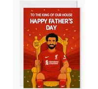 Liverpool Father’s Day Card - Mohamed Salah “King of Our House” Design - Funny Football Greeting Card for Dad - Best Dad Gift for Reds Fans