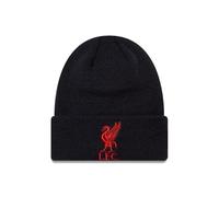 Liverpool FC Black Knitted Beanie Hat, Children's Size with Turn-up Cuff, Embroidered Red Club Crest, Official Licensed Product, 18cm Width, Cotton Blend, Perfect for Sports and Casual Wear