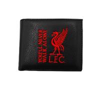 Liverpool FC Black PU Leather Bi-fold Wallet, Embroidered Red Logo Design, YNWA Football Club Merchandise