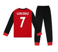 Liverpool FC Boys Luis Diaz 7 Long Pyjamas Red Black 9-10 Years