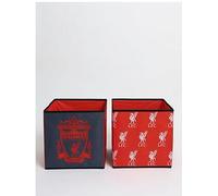 Liverpool FC Officially Licensed Storage Boxes | 2 pack Foldable Storage Cubes | Football Merchandise | Perfect For Organising Children's Room, Kids Playroom | 30 x 30cm | Red