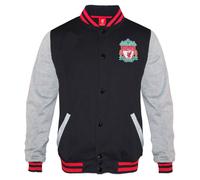 (Black, 3XL) Liverpool FC Official Football Gift Mens Retro Varsity Baseball Jacket