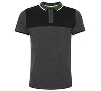 Liverpool FC Mens Charcoal Marl Neon Panel Polo T-Shirt LFC Official