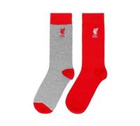 Liverpool FC Men's Socks 2 Pack, Red and Grey, Cotton Blend, UK Size 7-11, Liverbird Design