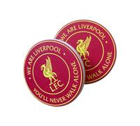 Liverpool FC Official Ceramic Coasters, Red and Gold Club Crest Design, 10cm Round, 4 Pack, You'll Never Walk Alone Theme