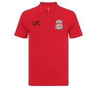 (Red, 8-9 Years) Liverpool FC Official Football Gift Boys Crest Polo Shirt