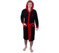 Liverpool FC Official Gift Mens Hooded Fleece Dressing Gown Robe Black XL