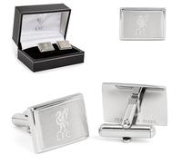 Liverpool FC Official Mens Stainless Steel Cufflinks - Rectangular Liverbird & LFC Engraved Design - Shirt Accessories - Ideal Reds Football Gift