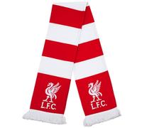 Liverpool FC Official Red and White Bar Scarf with Retro Crest | Official Merchandise, Retro Crest Design, Bar Scarf Style, Red & White Colours