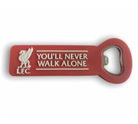 Liverpool FC Official Red Rubber Bottle Opener Magnet with Liverbird Crest, YNWA Text, 12 x 5 cm