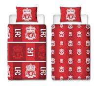 Liverpool FC Official Single Duvet Cover Set, Crunch Design | Red Reversible 2 Sided Football Bedding Cover | Official Merchandise Including Matching Pillow Case | Polycotton