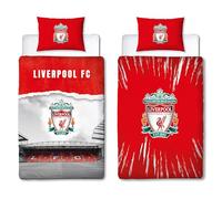 Liverpool FC Official Single Duvet Cover Set, Walk Alone Design | Red Reversible 2 Sided Football Stadium Bedding Cover Official Merchandise Including Matching Pillow Case | 100% Cotton
