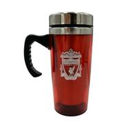 Liverpool FC Official Travel Mug, Red and Silver, Acrylic, 340ml, Handled Design with Full Club Crest, Premier League Team Logo, Reusable Beverage Cup