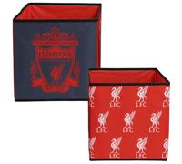 Liverpool FC Officially Licensed Storage Boxes | 2 pack Foldable Storage Cubes | Football Merchandise | Perfect For Organising Children's Room, Kids Playroom | 30 x 30cm | Red