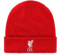 Liverpool FC Red Knitted Beanie Hat, Children's Size with Turn-up Cuff, Embroidered White Club Crest, Official Licensed Product, 18cm Width, Cotton Blend, Perfect for Sports and Casual Wear