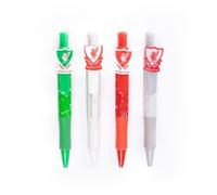 Liverpool FC Retro Novelty Pen Set, 4 Pack, Multi-Colour with Push Function and Rubber Grip, Football Club Theme, 14cm