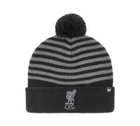 Liverpool FC Stripe Cuff Bobble Knitted Hat Adult - Official Football Gift, Winter, LFC, Xmas, Birthday Gift Black