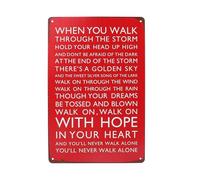 Liverpool Football Club Chant, You'll Never Walk Alone Tin Sign Liverpool FC Gifts for Men Boys Metal Vintage Wall Art Bar Signs Wall Posters Stickers LFC Hanging Decorations