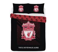 Liverpool Football Duvet Cover Sets Bedding Single or Double Bed Set with Pillowcase LFC Mesh Football Gifts for Boys (Double),Red/Black