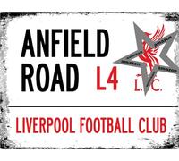 Liverpool Football inspired Anfield Road Metal Wall Sign, 20 x 15 cm, Vintage Style 20 time Champions Design Man Cave Pub Shed Fan Plaque