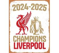 Liverpool Football inspired Champions 2024-2025 Decorative Metal Wall Sign, Red & Gold perfect for Man Cave Sports Bar Pub Bedroom Plaque Sports Fan