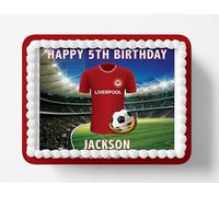 Liverpool Football Team Colours Personalised Edible Cake Topper Printed on Icing Sheets, Round, Square, Costco, Cupcake Toppers - Happy Birthday (2. Costco/Rectangle/Square)