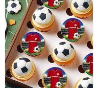 Liverpool Football Team Colours Personalised Edible Cake Topper Printed on Icing Sheets, Round, Square, Costco, Cupcake Toppers - Happy Birthday (3. Cupcake Toppers)
