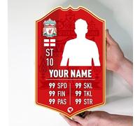Liverpool Gift Personalised Football Stats Card Crest Customised Football Present Make Your Own (28cm x 18cm)