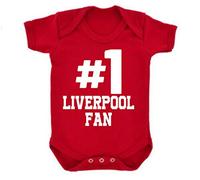 Liverpool Hashtag #1 Number One Football Fan Baby Grow Vest Boy Girl Gift Short Sleeve Baby Grow Romper Age 0-3 Months Red