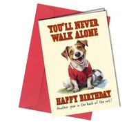 Liverpool Jack Russell Football Birthday Card, Blank Inside 'Another year in the back of the net' FC #1717