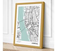 Liverpool Map Modern Canvas Wall Art Print 18x12 Inch (46 x 30 cm)