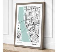 Liverpool Map Modern Canvas Wall Art Print 18x12 Inch (46 x 30 cm)