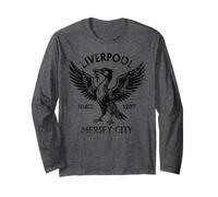Liverpool Mersey City Since 1207 Liver Bird Black Print Aged Long Sleeve T-Shirt
