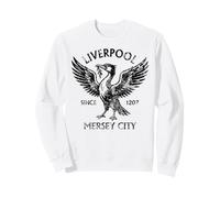 Liverpool Mersey City Since 1207 Liver Bird Black Print Aged Sweatshirt