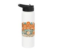 Liverpool Merseyside England Distressed Groovy Flower Print Stainless Steel Insulated Water Bottle