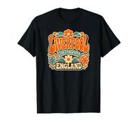 Liverpool Merseyside England Groovy Flower Print Value Graphic T-Shirt