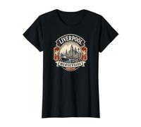 Liverpool Merseyside England Harbor Scene Value Graphic T-Shirt, Women, Black, S