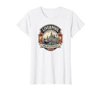 Liverpool Merseyside England Harbor Scene Value Graphic T-Shirt, Women, White, M