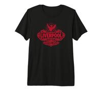 Liverpool Merseyside England Liver Bird Ornate Red Print Premium T-Shirt