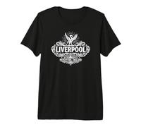 Liverpool Merseyside England Liver Bird Ornate White Print Premium T-Shirt