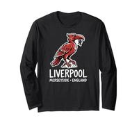 Liverpool Merseyside England Zine-Ink Liver Bird Print Long Sleeve T-Shirt