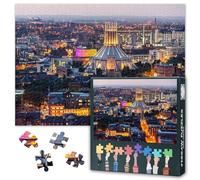 Liverpool Merseyside Night Cityscape Jigsaw Puzzle 1000 Pieces for Adults UK Capital City Skyline Puzzle Urban Landscape Wall Art Living Room Bedroom Decor 27.5x19.7 Inch