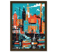 Liverpool Royal Albert Dock Waterfront Cityscape Artwork Framed Wall Art Print A4 Artery8 Brown One Size